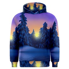 Illustration Vector Winter Sunset Men s Overhead Hoodie by Pakrebo