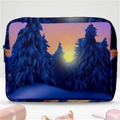 Illustration Vector Winter Sunset Make Up Pouch (large) by Pakrebo