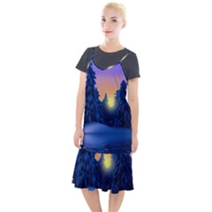 Illustration Vector Winter Sunset Camis Fishtail Dress by Pakrebo