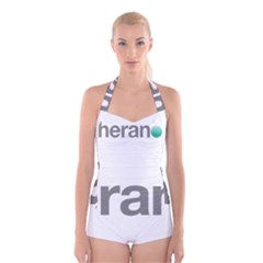 Theranos Logo Boyleg Halter Swimsuit  by milliahood