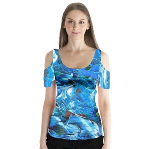 Tropic Butterfly Sleeve Cutout Tee  by WILLBIRDWELL