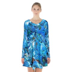 Tropic Long Sleeve Velvet V-neck Dress