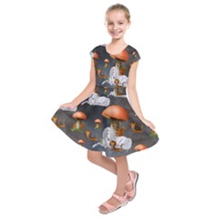 Cute Little Fairy With Unicorn, Pattern Design Kids  Short Sleeve Dress by FantasyWorld7