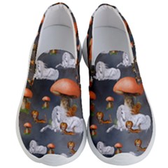 Cute Little Fairy With Unicorn, Pattern Design Men s Lightweight Slip Ons by FantasyWorld7