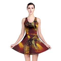 Awesome Dinosaur, Konda In The Night Reversible Skater Dress by FantasyWorld7