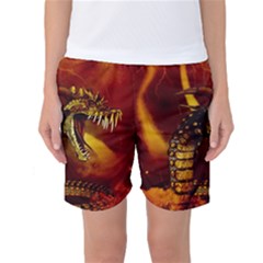 Awesome Dinosaur, Konda In The Night Women s Basketball Shorts by FantasyWorld7