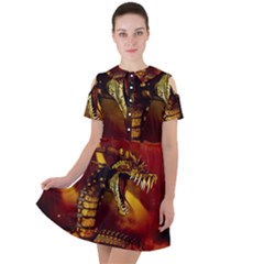 Awesome Dinosaur, Konda In The Night Short Sleeve Shoulder Cut Out Dress  by FantasyWorld7