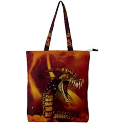 Awesome Dinosaur, Konda In The Night Double Zip Up Tote Bag by FantasyWorld7