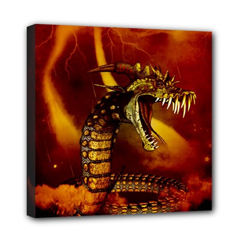 Awesome Dinosaur, Konda In The Night Mini Canvas 8  X 8  (stretched) by FantasyWorld7