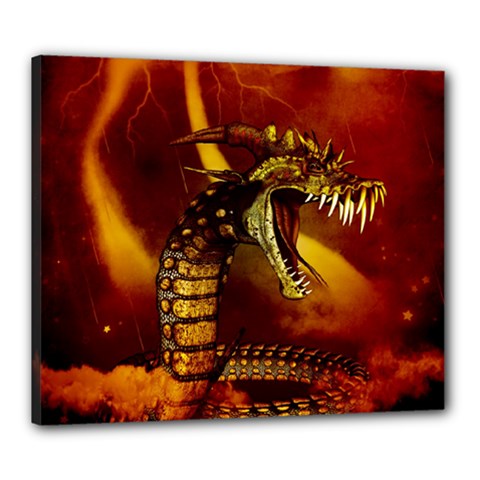 Awesome Dinosaur, Konda In The Night Canvas 24  X 20  (stretched) by FantasyWorld7