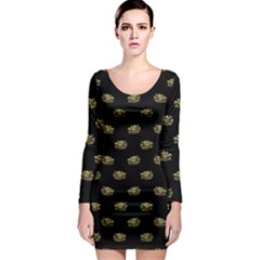 Dragon Head Motif Pattern Design Long Sleeve Bodycon Dress by dflcprintsclothing