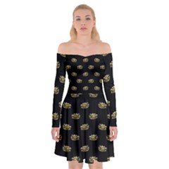 Dragon Head Motif Pattern Design Off Shoulder Skater Dress