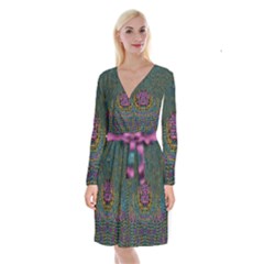 The  Only Way To Freedom And Dignity Ornate Long Sleeve Velvet Front Wrap Dress by pepitasart