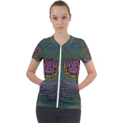 The  Only Way To Freedom And Dignity Ornate Short Sleeve Zip Up Jacket