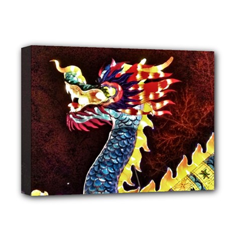 Dragon Lights Main Dragon Deluxe Canvas 16  X 12  (stretched)  by Riverwoman