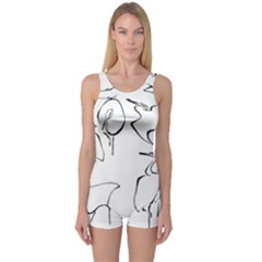 Katsushika Hokusai, Egrets From Quick Lessons In Simplified Drawing One Piece Boyleg Swimsuit by Valentinaart