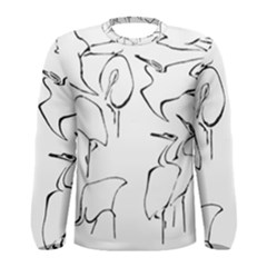 Katsushika Hokusai, Egrets From Quick Lessons In Simplified Drawing Men s Long Sleeve Tee by Valentinaart