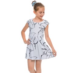 Katsushika Hokusai, Egrets From Quick Lessons In Simplified Drawing Kids  Cap Sleeve Dress by Valentinaart