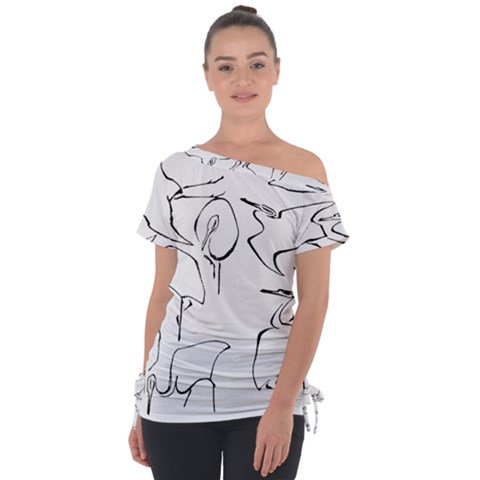 Katsushika Hokusai, Egrets From Quick Lessons In Simplified Drawing Tie-up Tee by Valentinaart