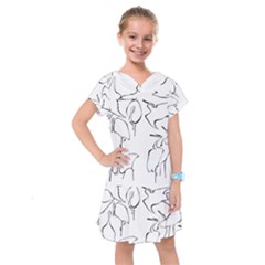 Katsushika Hokusai, Egrets From Quick Lessons In Simplified Drawing Kids  Drop Waist Dress by Valentinaart