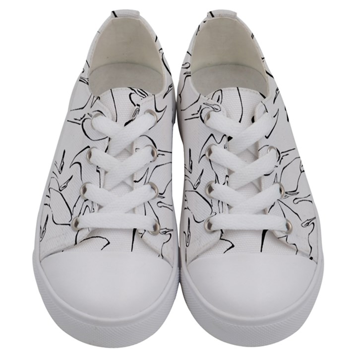 Katsushika Hokusai, Egrets from quick lessons in simplified drawing Kids  Low Top Canvas Sneakers