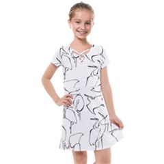 Katsushika Hokusai, Egrets From Quick Lessons In Simplified Drawing Kids  Cross Web Dress by Valentinaart