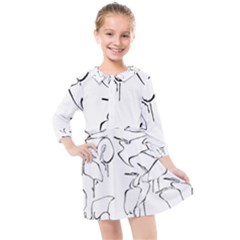 Katsushika Hokusai, Egrets From Quick Lessons In Simplified Drawing Kids  Quarter Sleeve Shirt Dress by Valentinaart