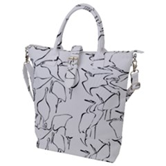 Katsushika Hokusai, Egrets From Quick Lessons In Simplified Drawing Buckle Top Tote Bag by Valentinaart