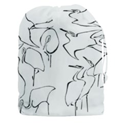 Katsushika Hokusai, Egrets From Quick Lessons In Simplified Drawing Drawstring Pouch (xxxl) by Valentinaart