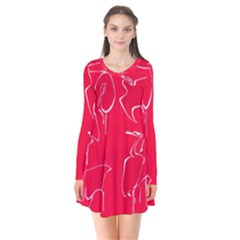 Katsushika Hokusai, Egrets From Quick Lessons In Simplified Drawing Long Sleeve V-neck Flare Dress by Valentinaart