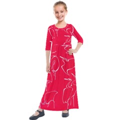 Katsushika Hokusai, Egrets From Quick Lessons In Simplified Drawing Kids  Quarter Sleeve Maxi Dress by Valentinaart