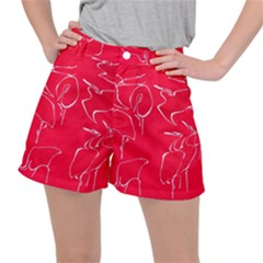 Katsushika Hokusai, Egrets From Quick Lessons In Simplified Drawing Stretch Ripstop Shorts by Valentinaart