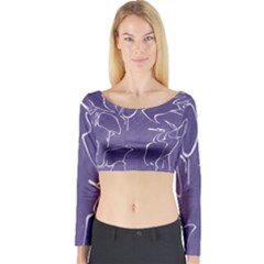 Katsushika Hokusai, Egrets From Quick Lessons In Simplified Drawing Long Sleeve Crop Top by Valentinaart