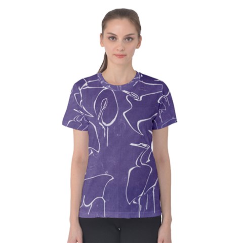 Katsushika Hokusai, Egrets From Quick Lessons In Simplified Drawing Women s Cotton Tee by Valentinaart