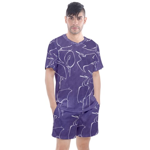 Katsushika Hokusai, Egrets From Quick Lessons In Simplified Drawing Men s Mesh Tee And Shorts Set by Valentinaart