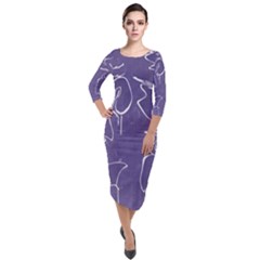 Katsushika Hokusai, Egrets From Quick Lessons In Simplified Drawing Quarter Sleeve Midi Velour Bodycon Dress by Valentinaart