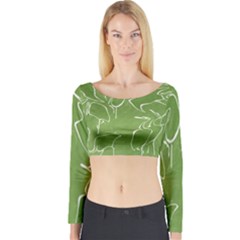 Katsushika Hokusai, Egrets From Quick Lessons In Simplified Drawing Long Sleeve Crop Top by Valentinaart