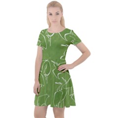 Katsushika Hokusai, Egrets From Quick Lessons In Simplified Drawing Cap Sleeve Velour Dress 