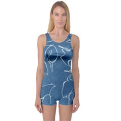 Katsushika Hokusai, Egrets From Quick Lessons In Simplified Drawing One Piece Boyleg Swimsuit by Valentinaart