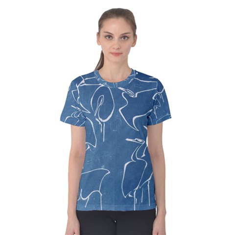 Katsushika Hokusai, Egrets From Quick Lessons In Simplified Drawing Women s Cotton Tee by Valentinaart