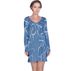 Katsushika Hokusai, Egrets From Quick Lessons In Simplified Drawing Long Sleeve Nightdress by Valentinaart