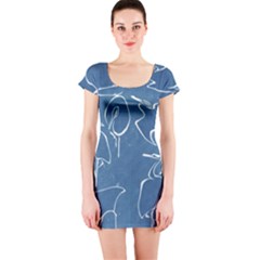 Katsushika Hokusai, Egrets From Quick Lessons In Simplified Drawing Short Sleeve Bodycon Dress by Valentinaart