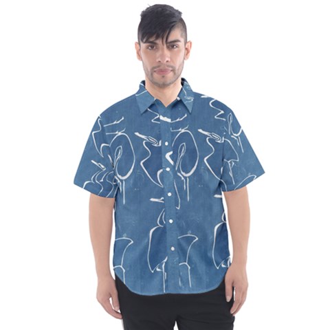 Katsushika Hokusai, Egrets From Quick Lessons In Simplified Drawing Men s Short Sleeve Shirt by Valentinaart