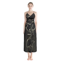 Katsushika Hokusai, Egrets From Quick Lessons In Simplified Drawing Button Up Chiffon Maxi Dress by Valentinaart