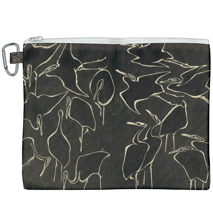 Katsushika Hokusai, Egrets from quick lessons in simplified drawing Canvas Cosmetic Bag (XXXL)