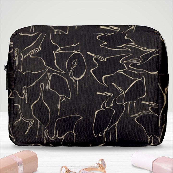 Katsushika Hokusai, Egrets from quick lessons in simplified drawing Make Up Pouch (Large)