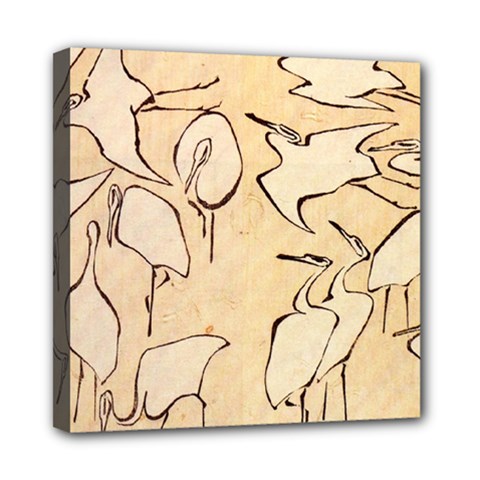 Katsushika Hokusai, Egrets From Quick Lessons In Simplified Drawing Mini Canvas 8  X 8  (stretched) by Valentinaart