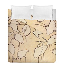 Katsushika Hokusai, Egrets From Quick Lessons In Simplified Drawing Duvet Cover Double Side (full/ Double Size) by Valentinaart