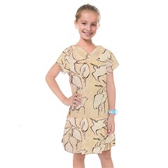 Katsushika Hokusai, Egrets From Quick Lessons In Simplified Drawing Kids  Drop Waist Dress by Valentinaart