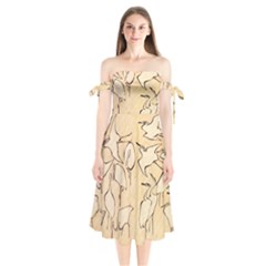 Katsushika Hokusai, Egrets From Quick Lessons In Simplified Drawing Shoulder Tie Bardot Midi Dress by Valentinaart